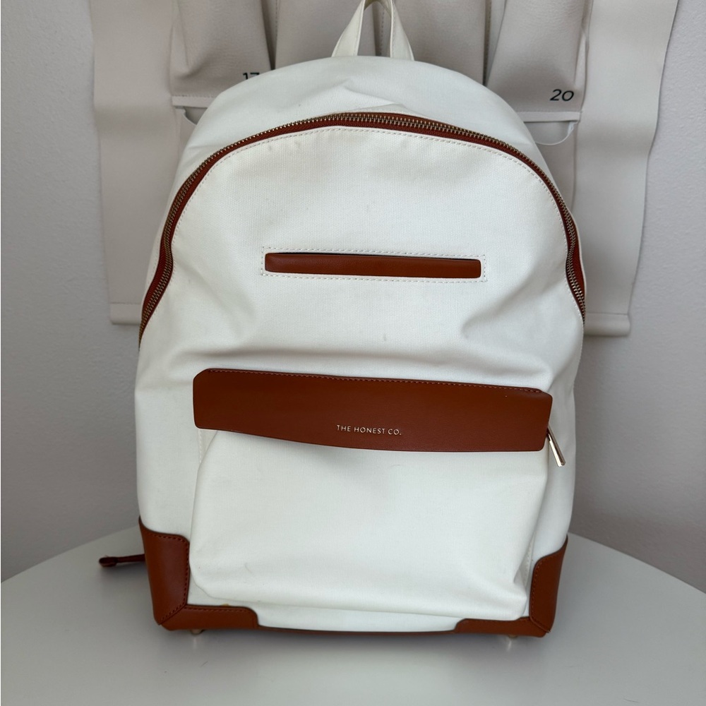 The Honest Company White and Brown Baby Bag